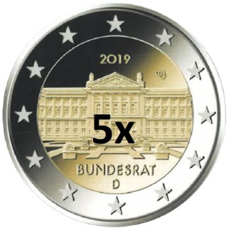 euroerme érme 2 Euro Németország 2019 - \\"ADFGJ\\" Bundesrat (5x UNC)