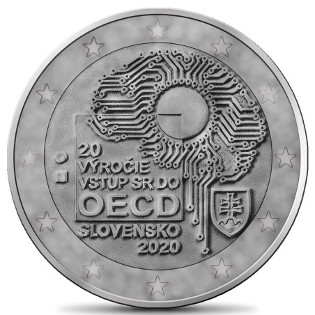 Euromince mince 2 Euro Slovensko 2020 - 20. výročie vstupu do OECD ...