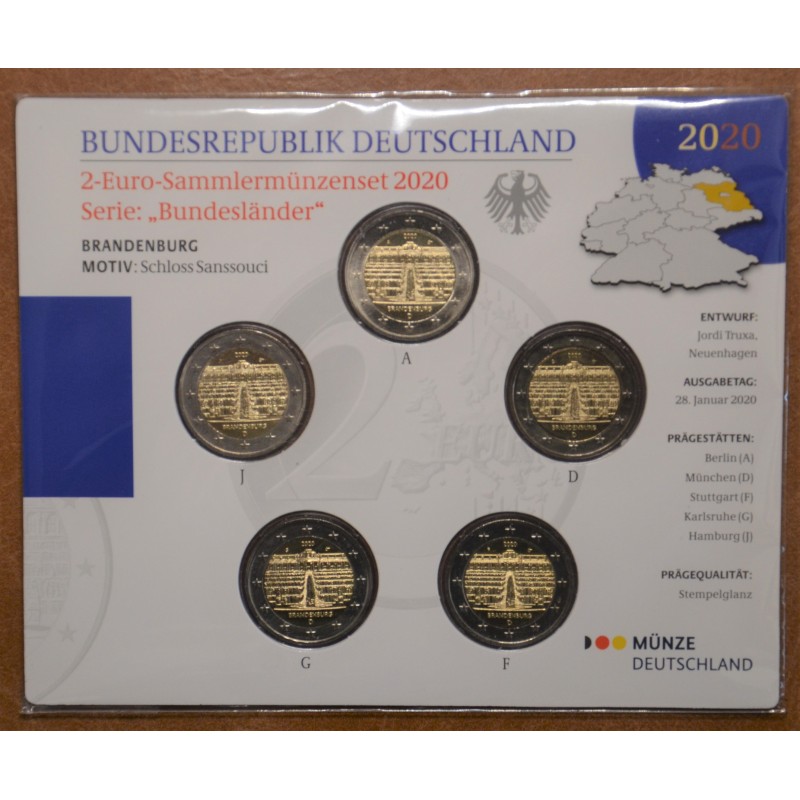 Euromince mince 2 Euro Nemecko \\"ADFGJ\\" 2020 - Brandenburg (BU)