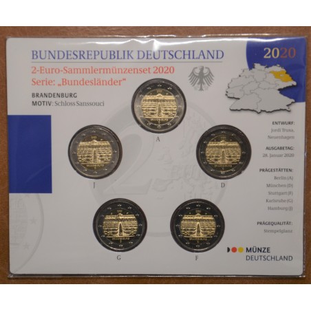 Euromince mince 2 Euro Nemecko \\"ADFGJ\\" 2020 - Brandenburg (BU)