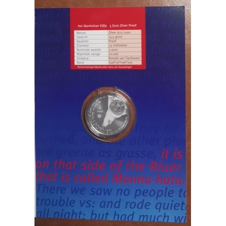 eurocoin eurocoins 5 Euro Netherlands 2009 - Manhattan (Proof card)