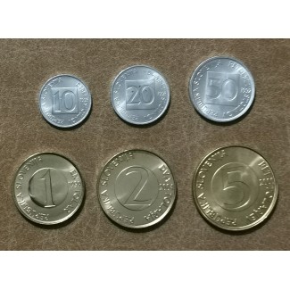 eurocoin eurocoins Slovenia 6 coins 1992-2004 (UNC)