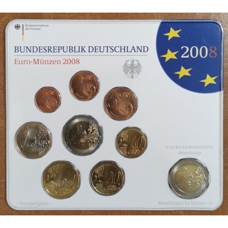 eurocoin eurocoins Germany 2008 \\"J\\" set of 9 coins (BU)