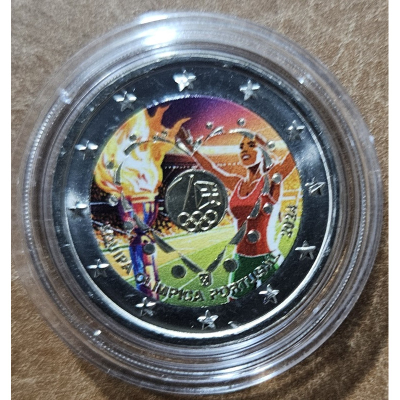 2 Euro Portugal 2024 -  Participation in the 33rd Olympic Games IV. (colored UNC)